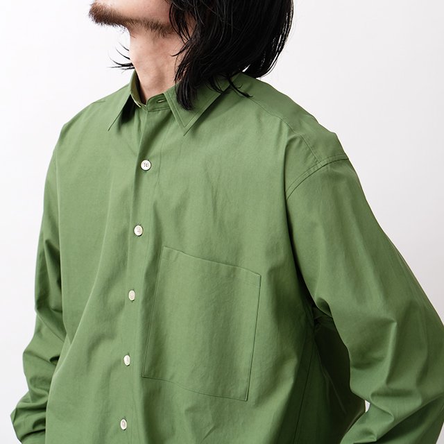 WASHED FINX TWILL BIG SHIRT #GREEN [A23SS02TN]