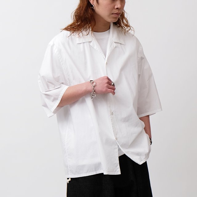 Chambray Open-collar Shirt #White [BHS23S026]