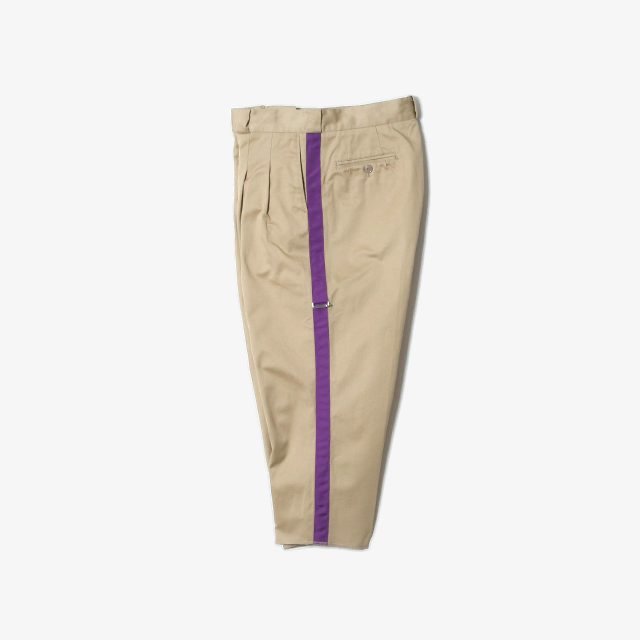 side tape adjustable length 2 tucks work pant. #khaki x purple [sp.0011SS23]