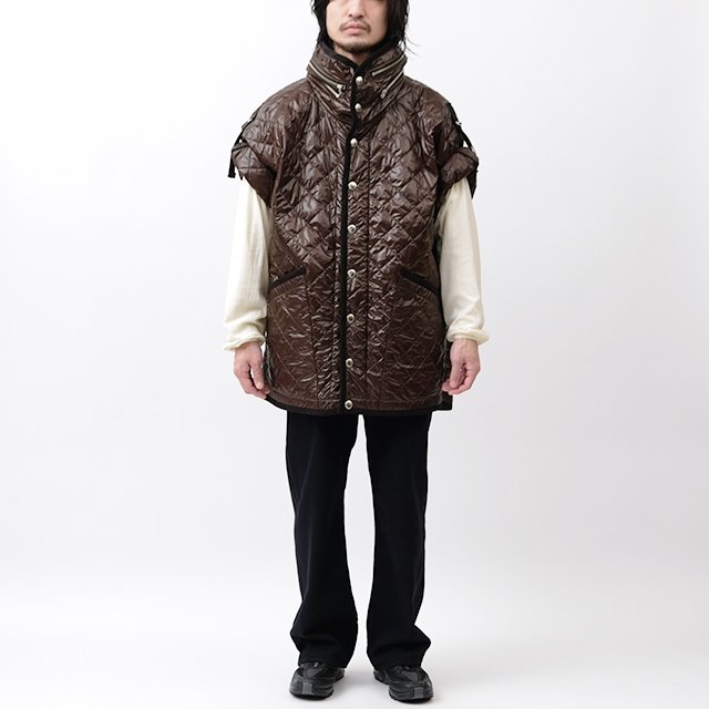 accordion hood quilted queen's vest.(solid) #chocolate [sj.0014bSS23]