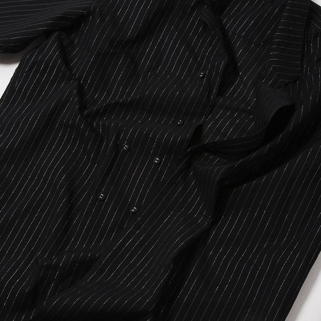 Messy Shirt #Black Lame Stripe