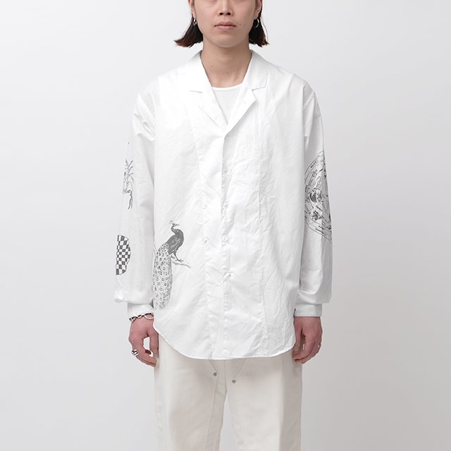 Multi-Print Messy Shirt #White