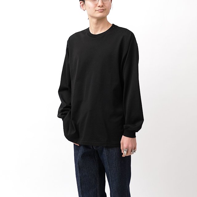 AURALEE LUSTER PLAITING L/S TEE #BLACK [A00SP01GT]｜Silver