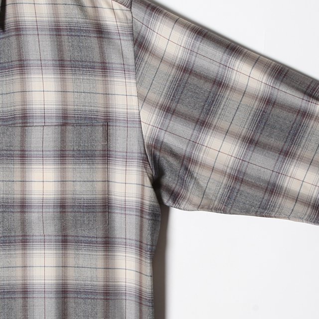 AURALEE SUPER LIGHT WOOL CHECK SHIRT #GRAY CHECK [A23AS01LC