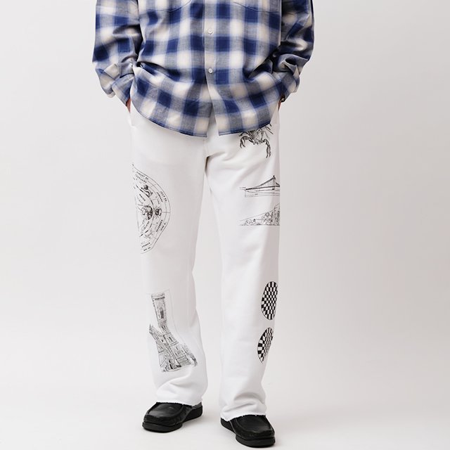 Multi-print Sweatpants #White [E09T003]