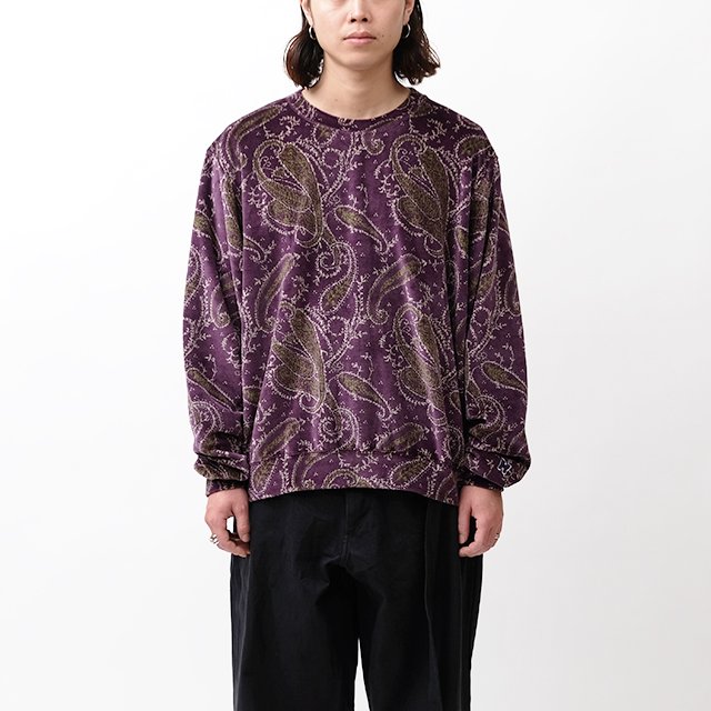 Needles Crew Sweat Shirt - C/PE Paisley Velour Jq. #Purple [NS255