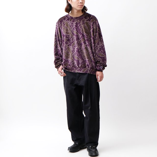 Crew Sweat Shirt - C/PE Paisley Velour Jq. #Purple [NS255]