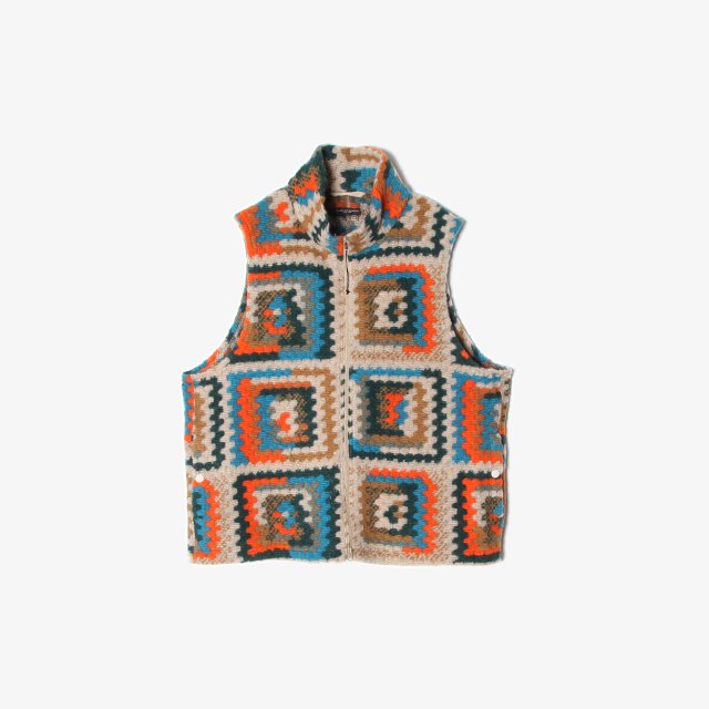 High Mock Knit Vest - Poly Wool Crochet Knit #Multi Color [NQ094]