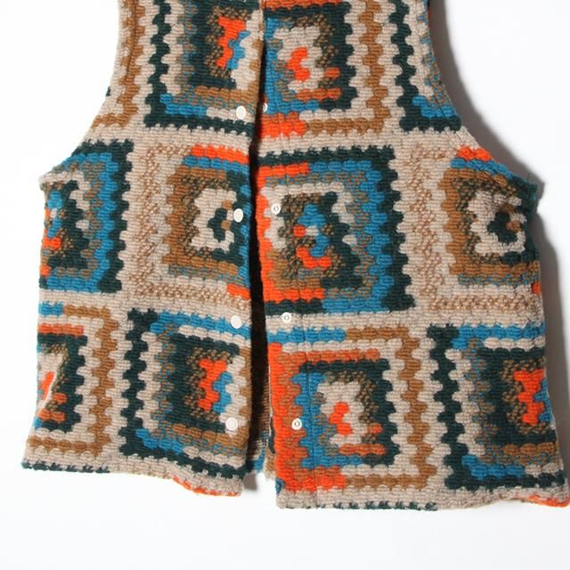 Engineered Garments High Mock Knit Vest - Multi Color Poly Wool