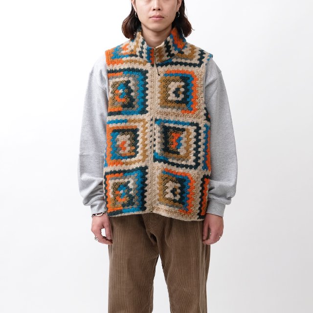 High Mock Knit Vest - Poly Wool Crochet Knit #Multi Color [NQ094]