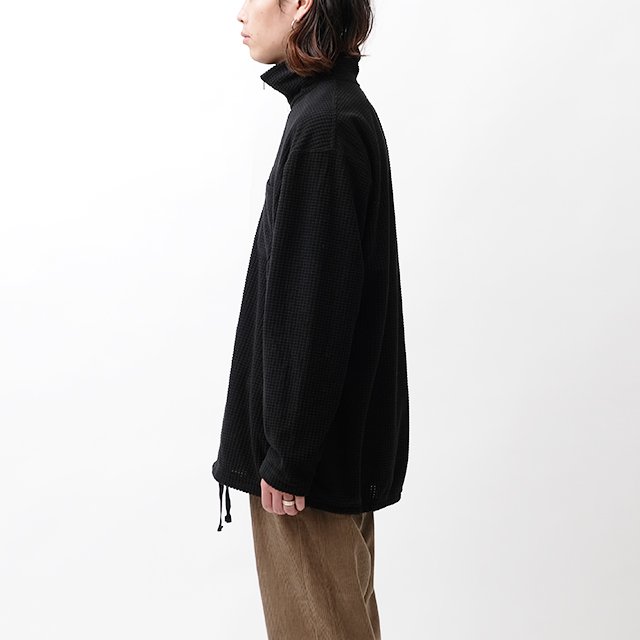 Zip Mock Neck - Polyester Waffle #Black [NQ103]