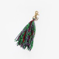 SUBTLE authentic Batik Fabric Fringe Key Holder #Green x Purple