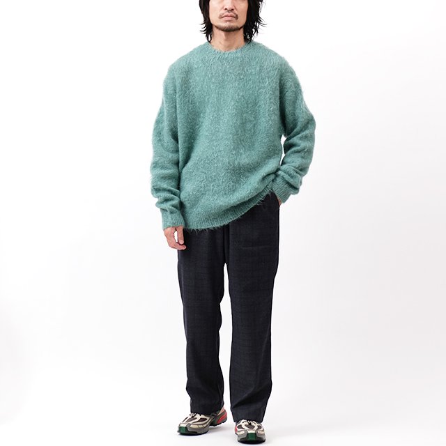 BRUSHED SUPER KID MOHAIR KNIT P/O #JADE GREEN [A23AP02KM]