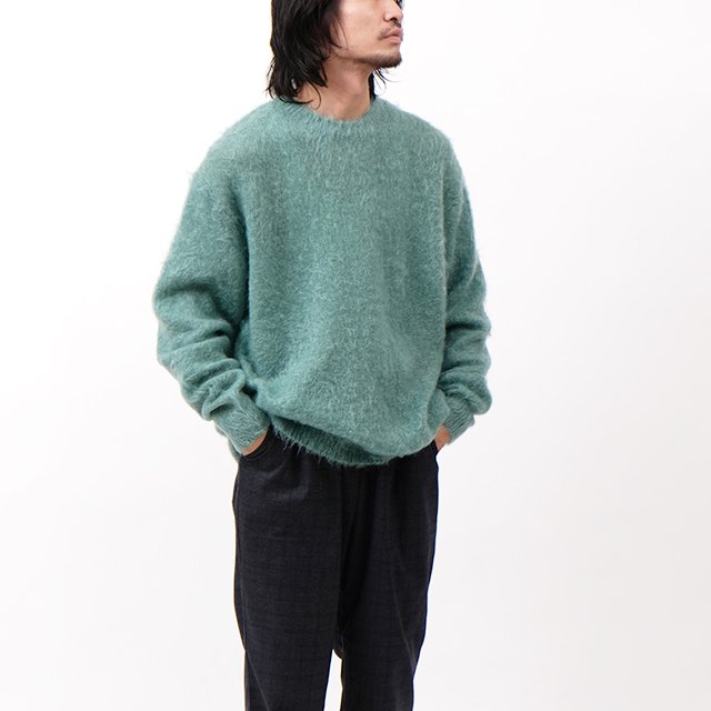 BRUSHED SUPER KID MOHAIR KNIT P/O #JADE GREEN [A23AP02KM]