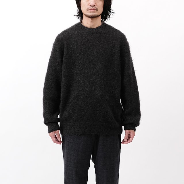 BRUSHED SUPER KID MOHAIR KNIT P/O #INK BLACK [A23AP02KM]