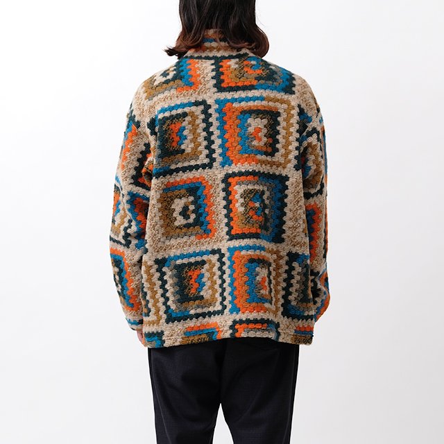 Engineered Garments Zip Mock Neck - Poly Wool Crochet Knit #Multi