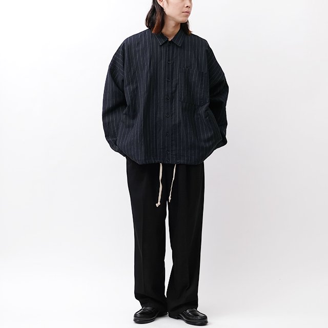 BOMBER SHIRT - FINE STRIPED CLOTH #NAVY [O16SRT2]