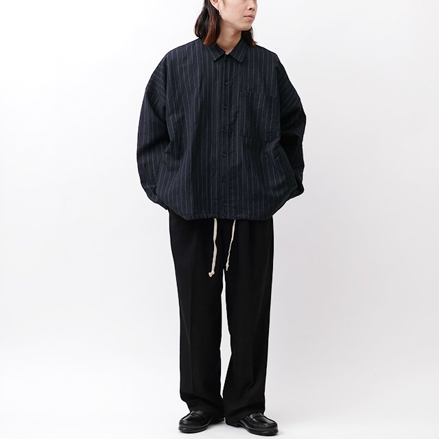 #NAVY SHIRT Online BOMBER STRIPED project [O16SRT2]｜Silver CLOTH - FINE and Gold O Store