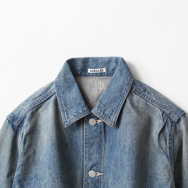 AURALEE SELVEDGE FADED LIGHT DENIM BLOUSON #LIGHT INDIGO