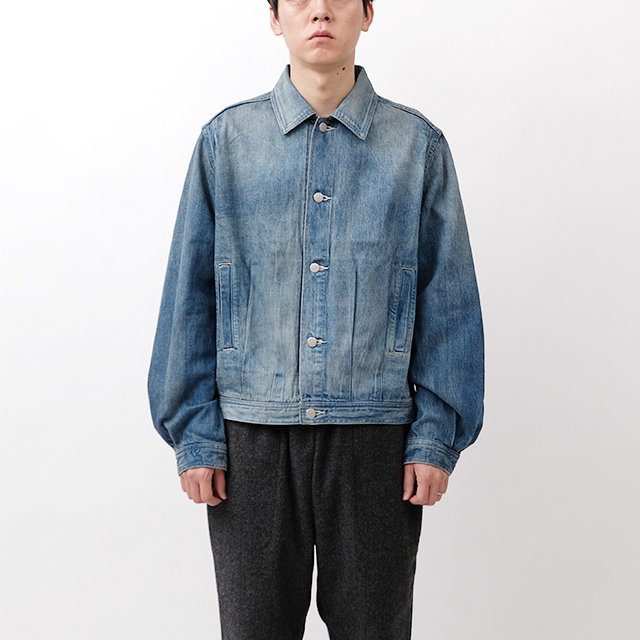 AURALEE SELVEDGE FADED LIGHT DENIM BLOUSON #LIGHT INDIGO