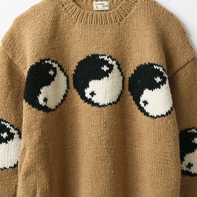 Line Yin & Yang Crew Neck Knit #BEIGE [F23-igk-07]