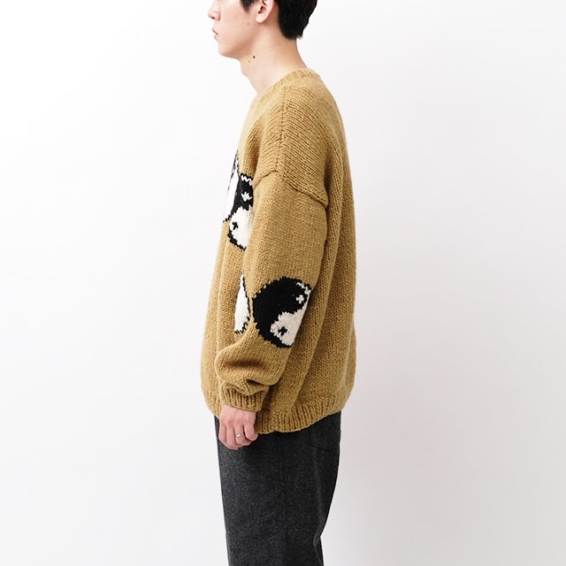 Line Yin & Yang Crew Neck Knit #BEIGE [F23-igk-07]