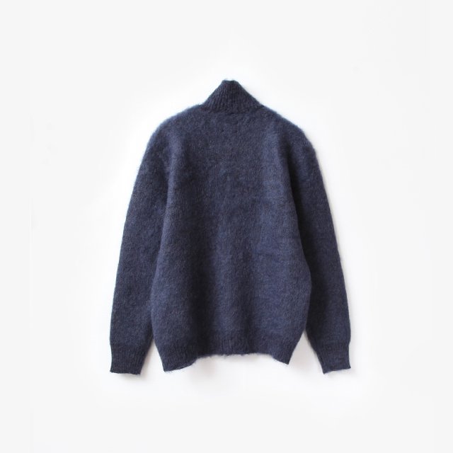 Zipped Mohair Cardigan - Solid #Navy [NS283]