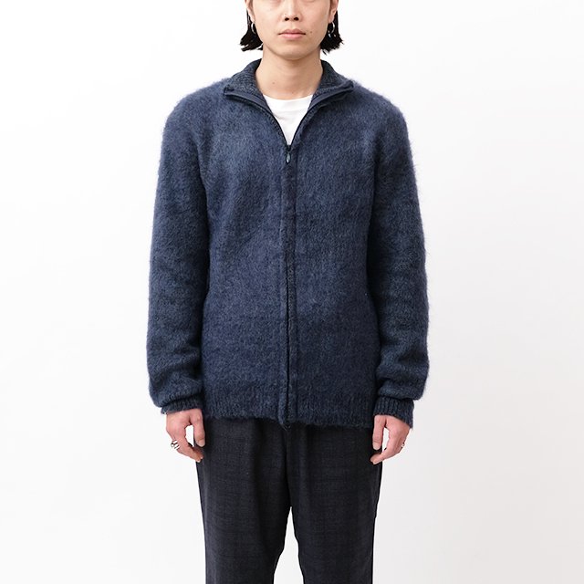 Zipped Mohair Cardigan - Solid #Navy [NS283]