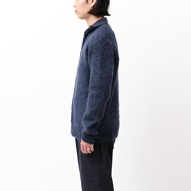 Zipped Mohair Cardigan - Solid #Navy [NS283]