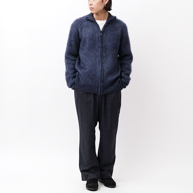 Zipped Mohair Cardigan - Solid #Navy [NS283]