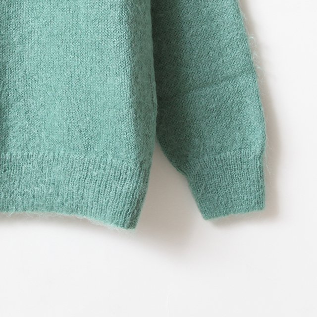 BRUSHED SUPER KID MOHAIR KNIT POLO #JADE GREEN [A23AP03KM]