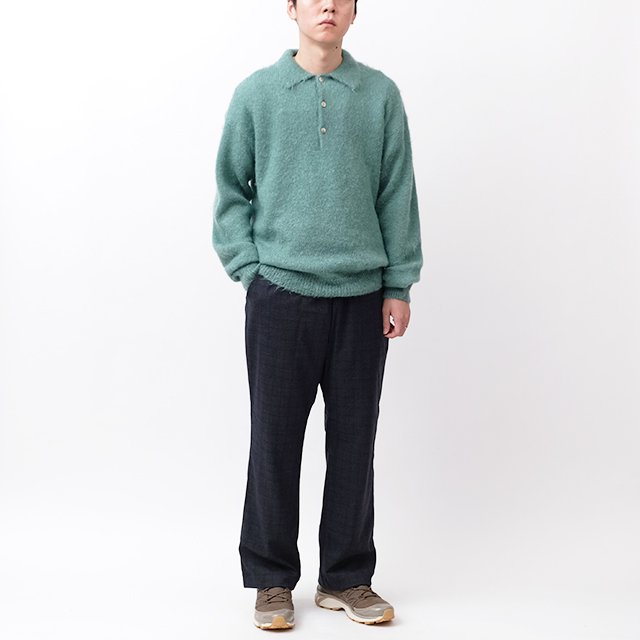 BRUSHED SUPER KID MOHAIR KNIT POLO size4 | chidori.co