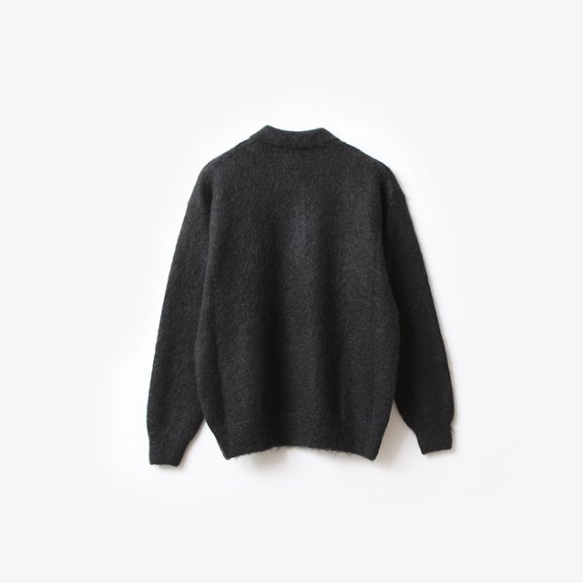 BRUSHED SUPER KID MOHAIR KNIT POLO #INK BLACK [A23AP03KM]