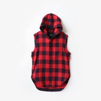  ensou. Sleeveless Hoodie Shirt #Red Check [E09S004]