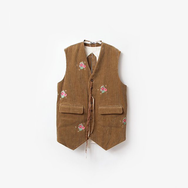 Corduroy Embroidery Vest #CAMEL Embroidery [MID23AW-VT02A]