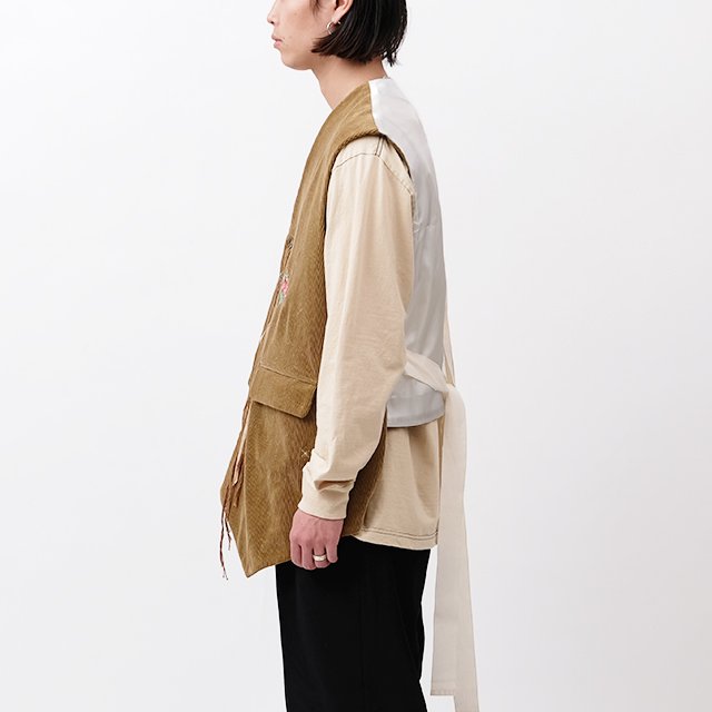 Corduroy Embroidery Vest #CAMEL Embroidery [MID23AW-VT02A]