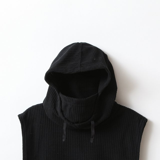 Hooded Interliner - Polyester Waffle #Black [NQ070]