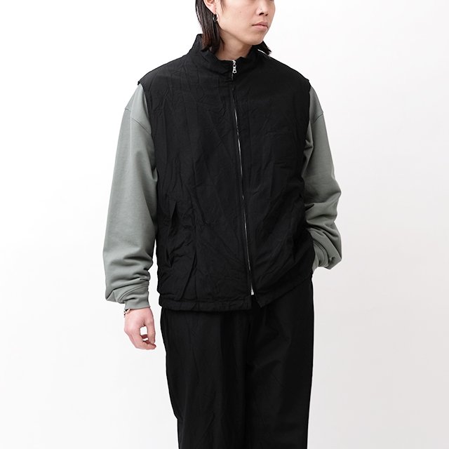 HIGH COUNT WOOL POPLIN VEST #BLACK [A24SV02WP]