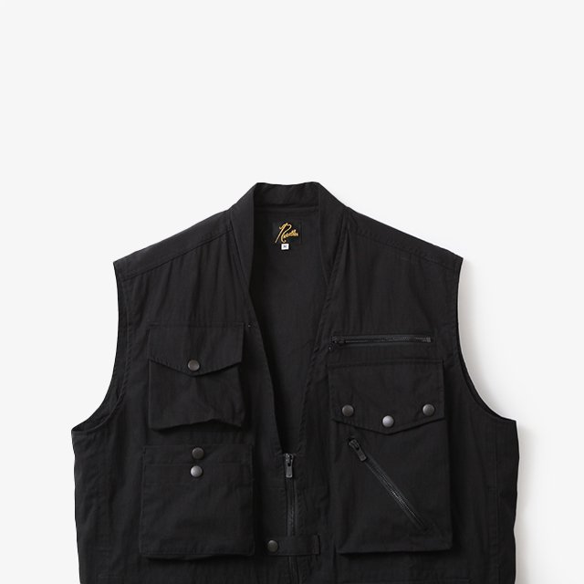 Needles Field Vest - C/N Oxford Cloth #Black [OT091]｜Silver and