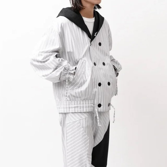 ASPASIA JACKET #LIGHT GREY STRIPES/CHARCOAL GREY [KKAW23J11-41]