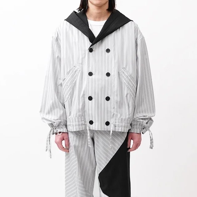 ASPASIA JACKET #LIGHT GREY STRIPES/CHARCOAL GREY [KKAW23J11-41]