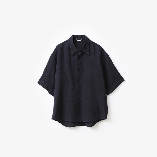 ニット/セーターLINEN SILK TWEED HALF SLEEVED SHIRT #DARK NAVY [A24SS01LS]