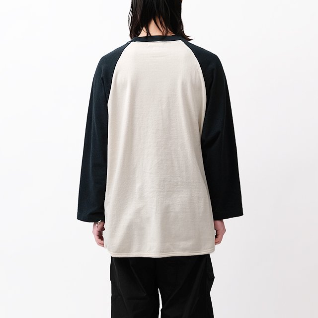 blurhms Co/Silk Nep Baseball Raglan Tee #Ivory-BODY×DarkGreen