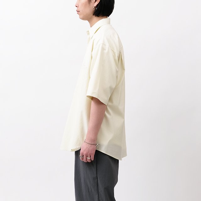 AURALEE WASHED FINX TWILL BIG HALF SLEEVED SHIRT #LIGHT YELLOW  [A24SS03TN]｜Silver and Gold Online Store