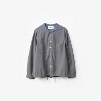 SUBTLE authentic ReLabel STAND SHIRT  Wool Poly #Grey Check [SUBTLE-075Re] 