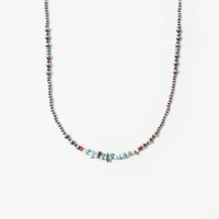 ERICKA NICOLAS BEGAY Navajo Pearl Necklace with StoneNPS3-0555cm #Silver-3mm Beads