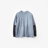 ANDER WORN LAYERED TEE #ASH NAVY/OFF BLACK [A84]
