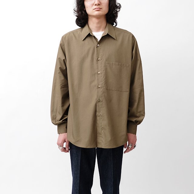 WASHED FINX TWILL BIG SHIRT #BROWN [A24AS02TN]