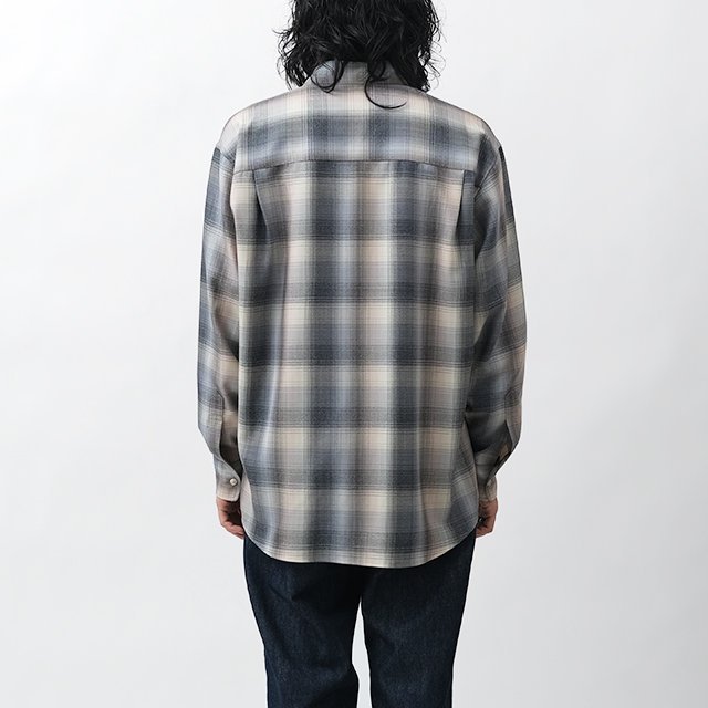 SUPER LIGHT WOOL CHECK SHIRT #BEIGE BLUE CHECK [A24AS01LC]