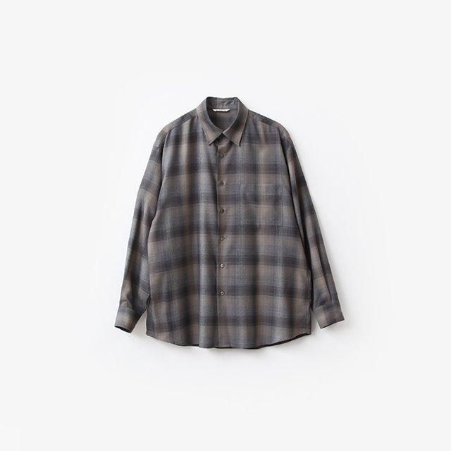 AURALEE SUPER LIGHT WOOL CHECK SHIRT #CHARCOAL GRAY CHECK  [A24AS01LC]｜Silver and Gold Online Store